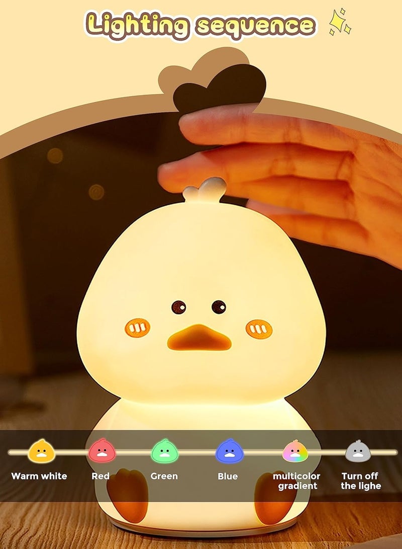 milkyway Duck Night Light, Cute Night Light for Kids 7 Colors Dimmable Silicone  , LED Squishy Novelty Lamp Rechargeable Nightlights Baby Toddler Gift Room Decor,Ideal Funny Gifts - Image 3