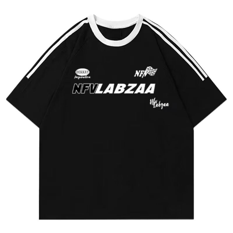 2024 American-Style High Street Retro Three-Pole Trendy Brand Short-Sleeved T-Shirt For Men And Women Loose Letter Printed T-Shirt - Image 5