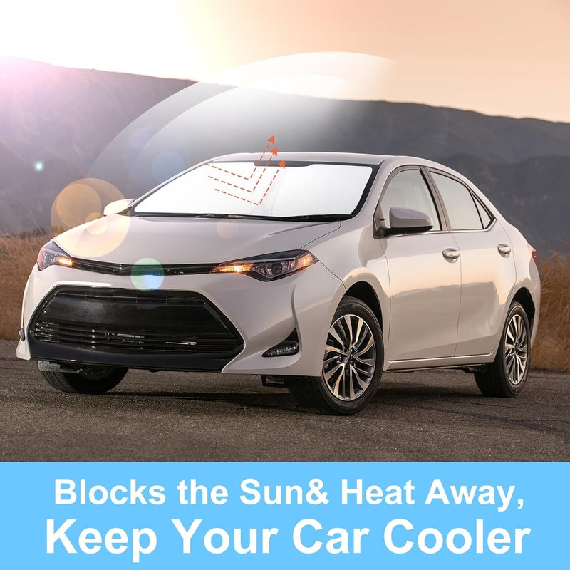 TINGLU Sun Shade for Toyota Corolla 2014-2019 Accessories Windshield Sun Shade Window Shade UV Rays Protection Sun Visor Cover with Steering Wheel Sunshade Storage Bag - Image 5