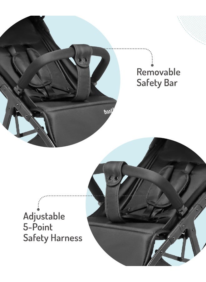 Bonfino عربة أطفال بونفينو أيرو لايت، حزام أمان 5 نقاط، طي بيد واحدة، عجلات دوارة، من 0 إلى 4 سنوات، 100 × 41 × 70 سم - أسود - Image 4