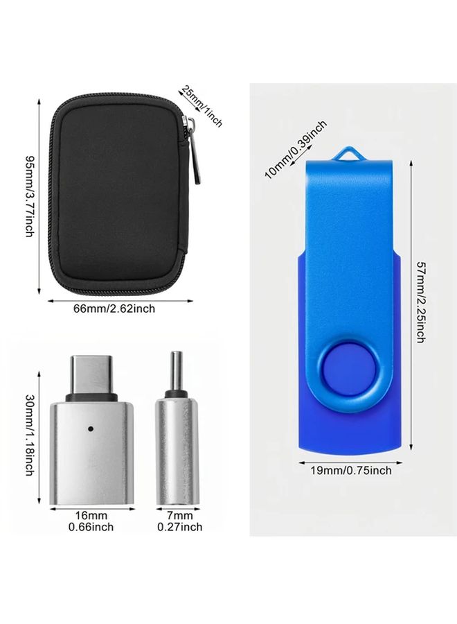 مجموعة ذاكرة USB فلاش مكونة من 5 قطع بسعة 4GB وناقل USB 2.0 مع حقيبة تخزين و2 محول USB-C - Image 2
