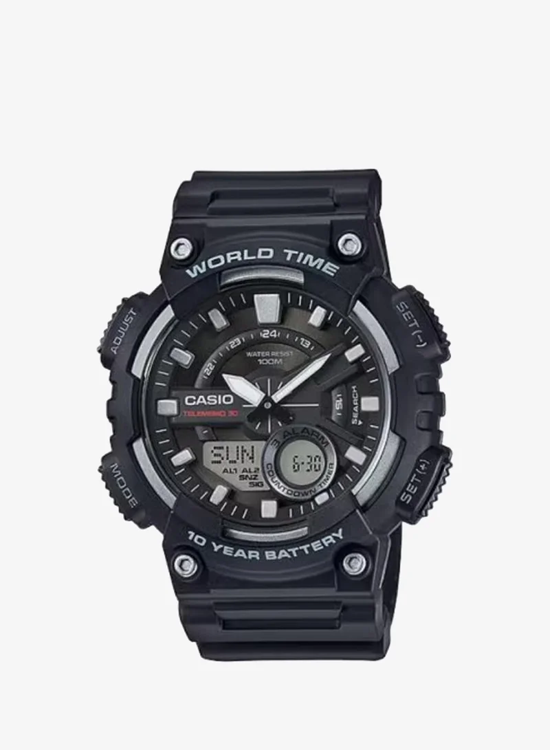 Casio Men's Analog-Digital Display Watch With Black Resin Strap - AEQ-110W-1A