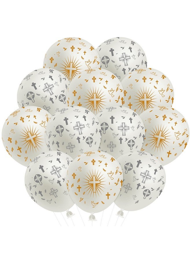 WATINC 36Pcs Cross God Bless Balloons, Baptism Party Decor Christening Confirmation Supplies, First Communion Decoration Religious Christian Balloon for Boy Girl Baby Shower Birthday Wedding (12 inch) - Image 1