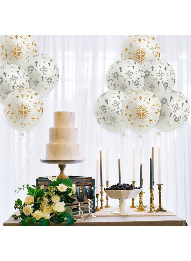 WATINC 36Pcs Cross God Bless Balloons, Baptism Party Decor Christening Confirmation Supplies, First Communion Decoration Religious Christian Balloon for Boy Girl Baby Shower Birthday Wedding (12 inch) - Image 3