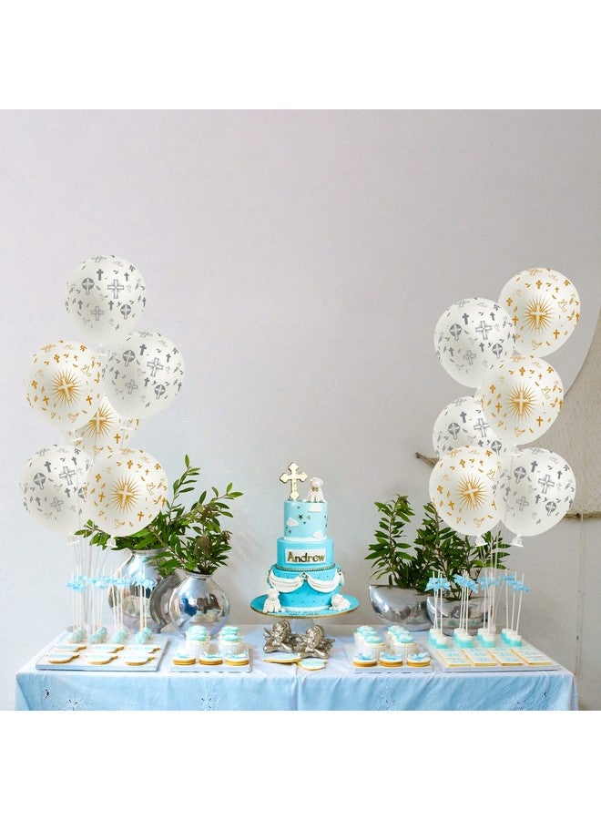 WATINC 36Pcs Cross God Bless Balloons, Baptism Party Decor Christening Confirmation Supplies, First Communion Decoration Religious Christian Balloon for Boy Girl Baby Shower Birthday Wedding (12 inch) - Image 4