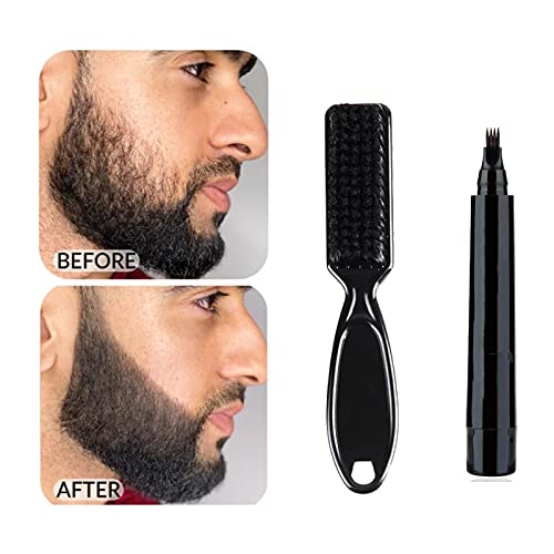 VERONNI Black Beard Thickener Kit with MicroFork Tip Applicator and Bristle Brush  Long Lasting Moustache and Eyebrow Filler for Men Black