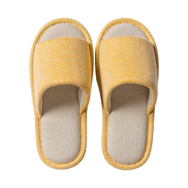 AioTio Fabric Slippers IndoorOutdoor NonSlip Four Seasons Soft Bottom Couple Slippers Men Women Yellow 56 Women34 Men - Image 2