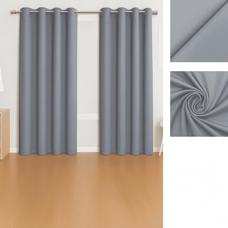 AMALI Elegant Blackout Curtains 2 Panel Set,16 Grommets, Size (L 274 x W 132) cm) for Living Room and Bedroom Shiny Polyester Fabric - Image 2