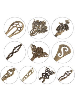Geyoga 20 Pieces Hair Sticks Vintage Bronze Hair Chopsticks Chinese Hair Pins Antique Decorative Hair Forks for Women Hair Accessory, 10 Styles (Exquisite Style Set)  - Image 2