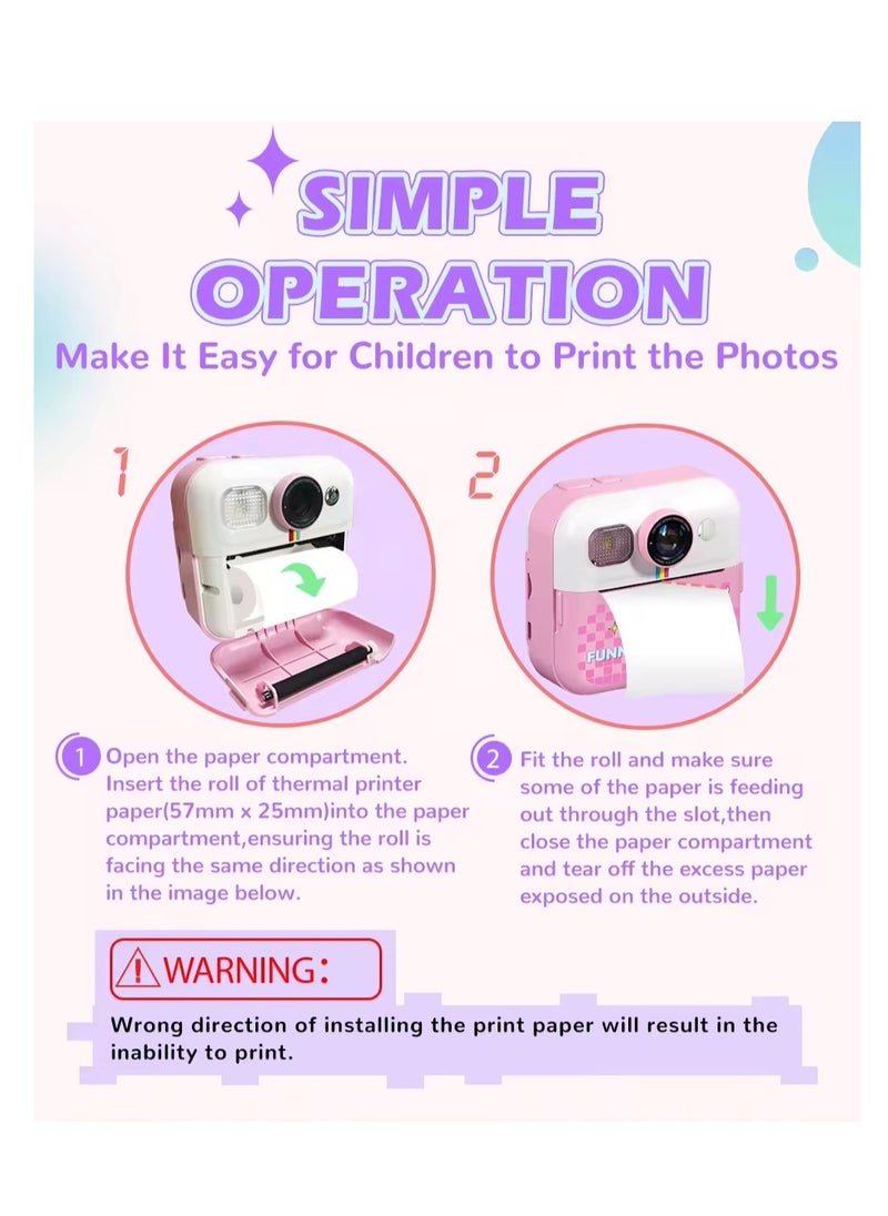MOCOM - CP02 Kids Instant Print Camera with 2.4" Screen, 1500mAh Battery, Expandable Storage up to 32GB, Thermal Printing, Digital Camera for Kids Ages 3-14, Birthday Gifts for Girls and Boys, HD Photography & Video Recorder, Toddler Camera Toy - Image 1
