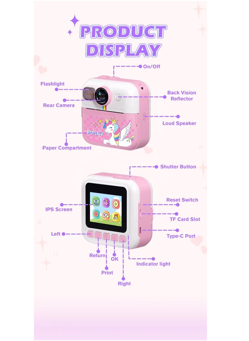 MOCOM - CP02 Kids Instant Print Camera with 2.4" Screen, 1500mAh Battery, Expandable Storage up to 32GB, Thermal Printing, Digital Camera for Kids Ages 3-14, Birthday Gifts for Girls and Boys, HD Photography & Video Recorder, Toddler Camera Toy - Image 1