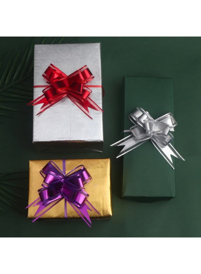 40pcs Pull Bow Flower Ribbon – 30mm Wide Gift Wrapping Ribbons in 4 Colors (Gold, Purple, Silver, Red) for Wedding, Birthday, Christmas & Party Decorations - Image 2