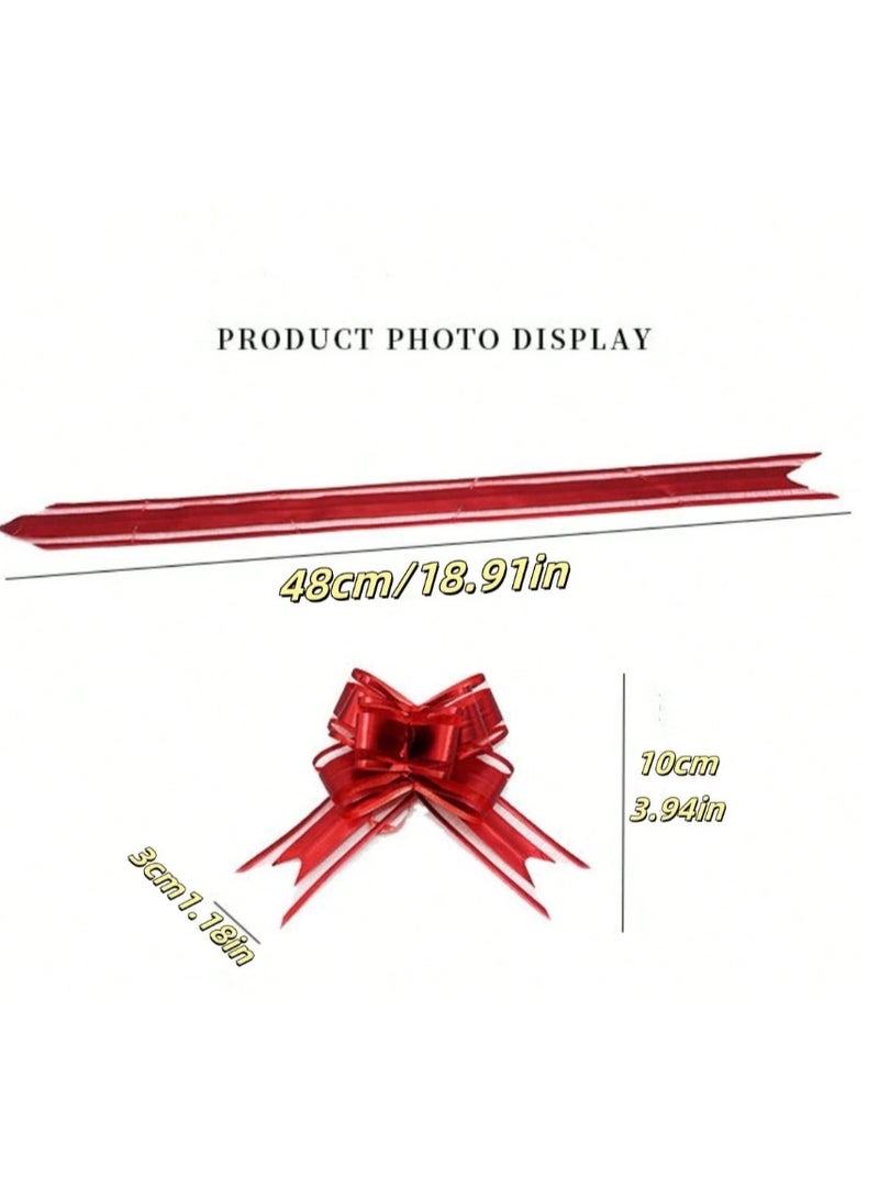 40pcs Pull Bow Flower Ribbon – 30mm Wide Gift Wrapping Ribbons in 4 Colors (Gold, Purple, Silver, Red) for Wedding, Birthday, Christmas & Party Decorations - Image 3