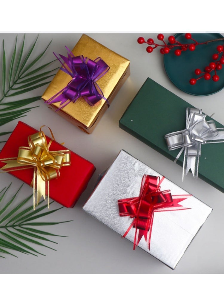 40pcs Pull Bow Flower Ribbon – 30mm Wide Gift Wrapping Ribbons in 4 Colors (Gold, Purple, Silver, Red) for Wedding, Birthday, Christmas & Party Decorations - Image 4