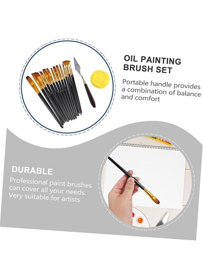 Generic 15-Piece Artist Paint Brush Set with Zipper Carry Case Set Multicolour，Craft Art Brush Set 15-Piece Oil Painting Brushes Soft Hair for Nail Art Black  - Image 5