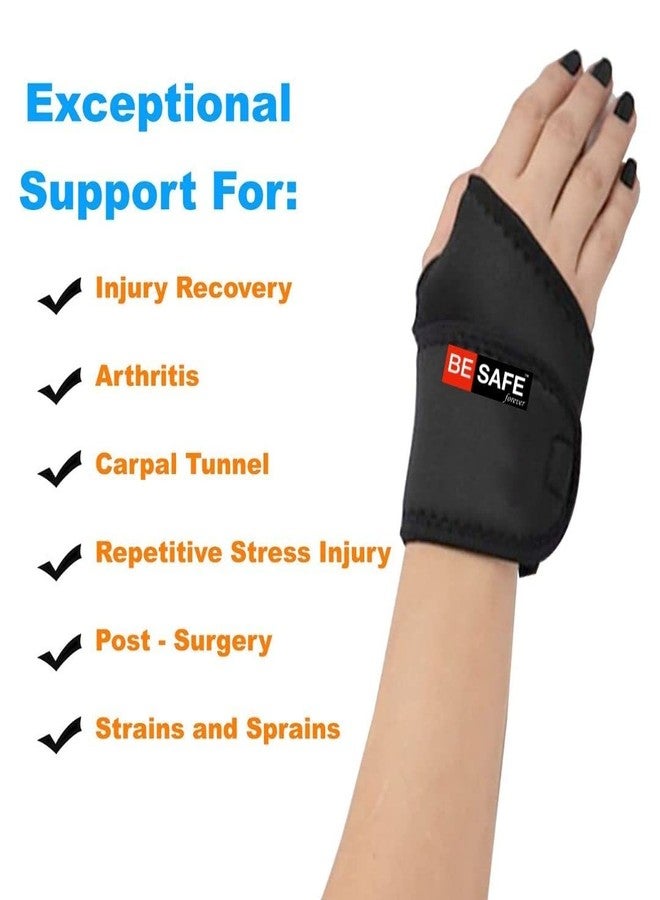BESAFE Forever Wrist Support with thumb Loop for Fracture injury Palm Protection, Thumb and Wrist Brace Support for Gym, Black - Image 5