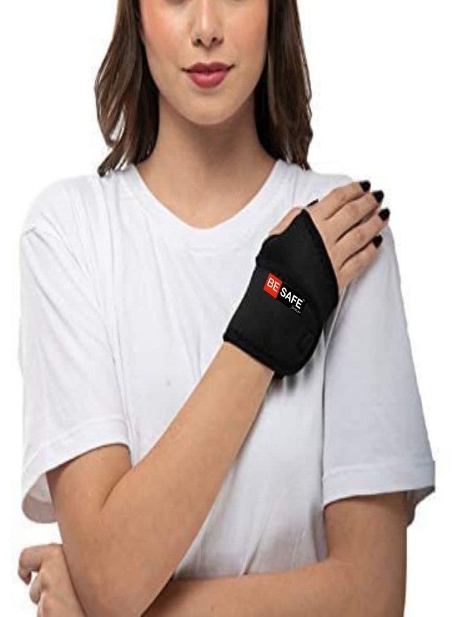 BESAFE Forever Wrist Support with thumb Loop for Fracture injury Palm Protection, Thumb and Wrist Brace Support for Gym, Black - Image 1