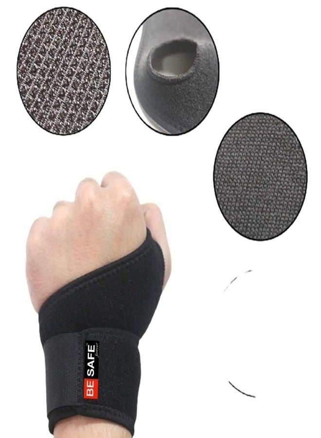 BESAFE Forever Wrist Support with thumb Loop for Fracture injury Palm Protection, Thumb and Wrist Brace Support for Gym, Black - Image 4