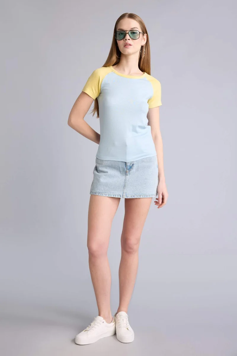 DeFacto Slim Fit Crew Neck Viscose Short Sleeve T-Shirt