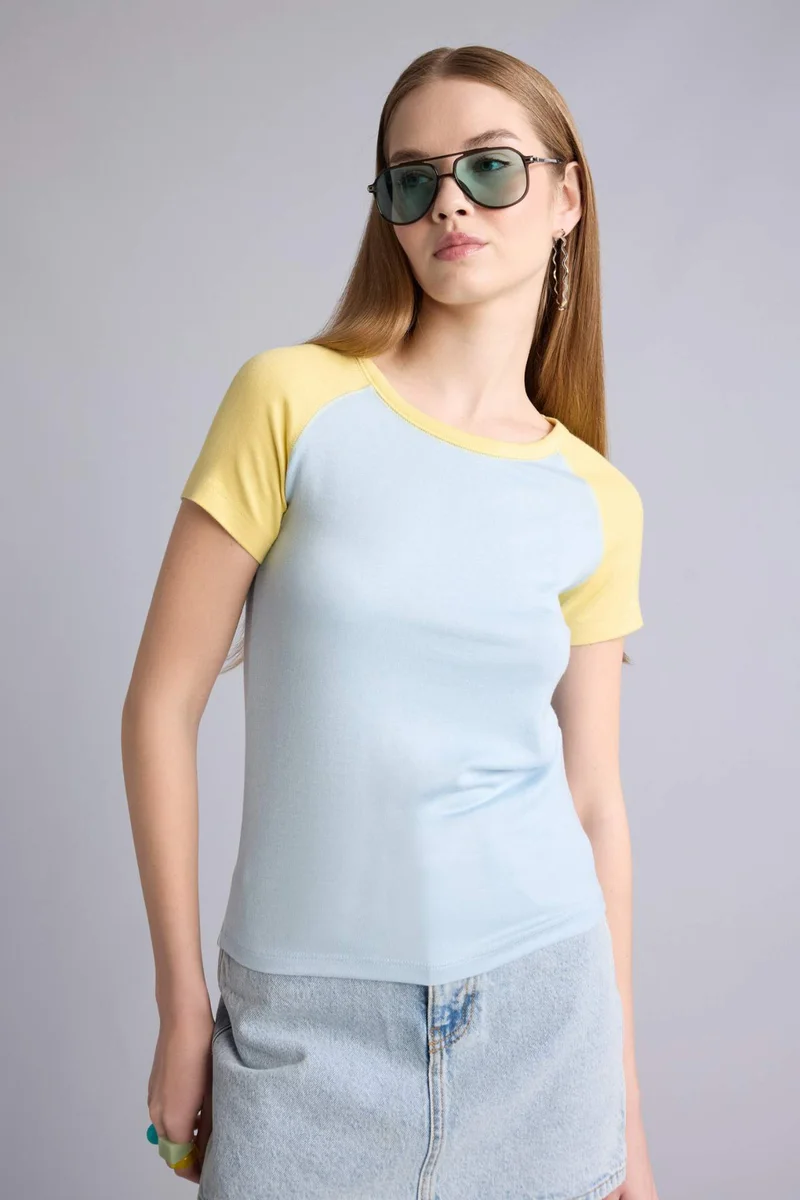 DeFacto Slim Fit Crew Neck Viscose Short Sleeve T-Shirt