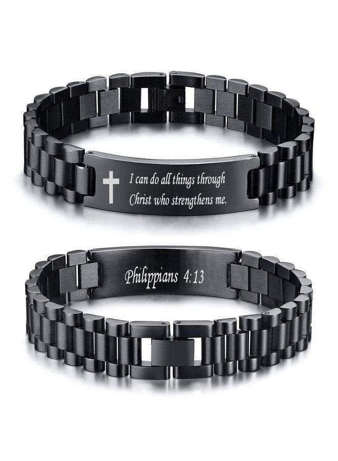VNOX Easter Basket Stuffers Christian Cross Bracelet For Men | Personalized Bible Verse Scripture Bracelets Mens Inspirational Bracelets Cross Chain Bracelet, Religious Christian Gifts For Men,Joshua 1:9 - Image 1