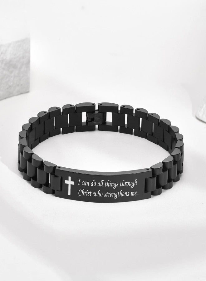 VNOX Easter Basket Stuffers Christian Cross Bracelet For Men | Personalized Bible Verse Scripture Bracelets Mens Inspirational Bracelets Cross Chain Bracelet, Religious Christian Gifts For Men,Joshua 1:9 - Image 4