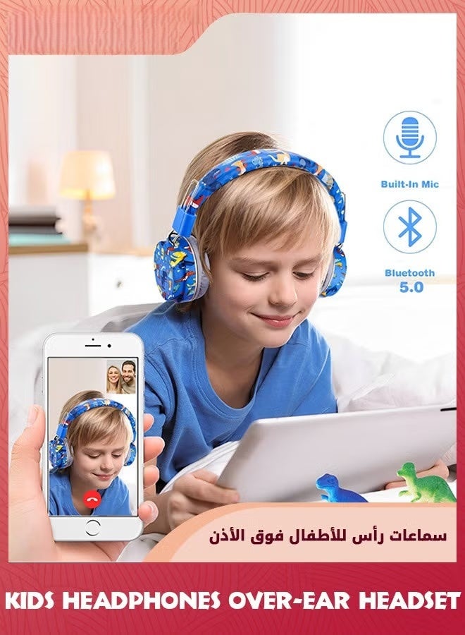 EETU EETU Kids Headphones With Wireless Volume Limited Hearing Headphones For Boys Cellphones Tablet School Travel Dinosaur ZA04C6CD98E6D706BE7B7Z