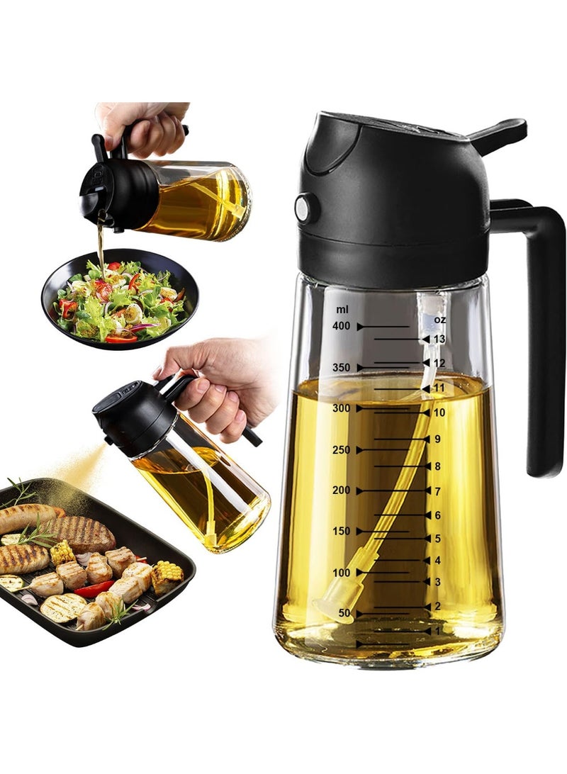 Streamflow 16oz Olive Oil Dispenser Bottle for Kitchen - 2 in 1 Oil Dispenser and Oil Spray for Cooking, Air Fryer, Salad, 470ml Olive Oil Sprayer Black - Image 1