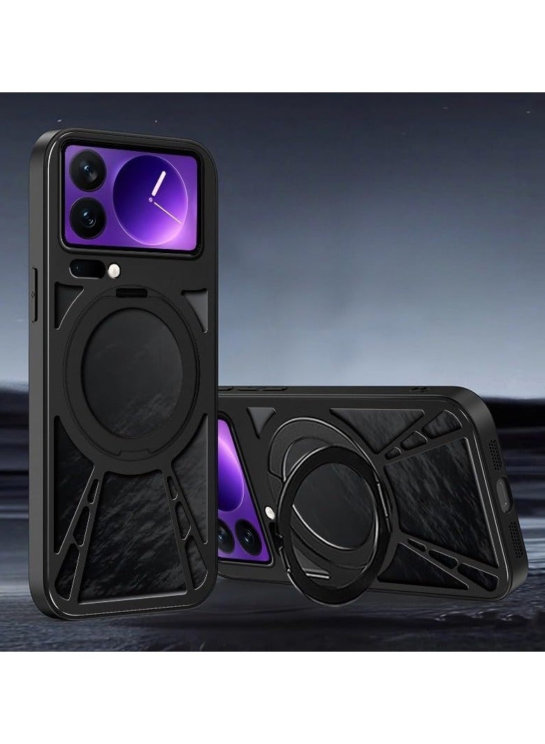 عام غلاف واقي من السبائك المعدنية لجهاز Xiaomi 17 Pro Max 5G - مزود بحامل مغناطيسي دوار 360 درجة وإطار مقاوم للصدمات - Image 1