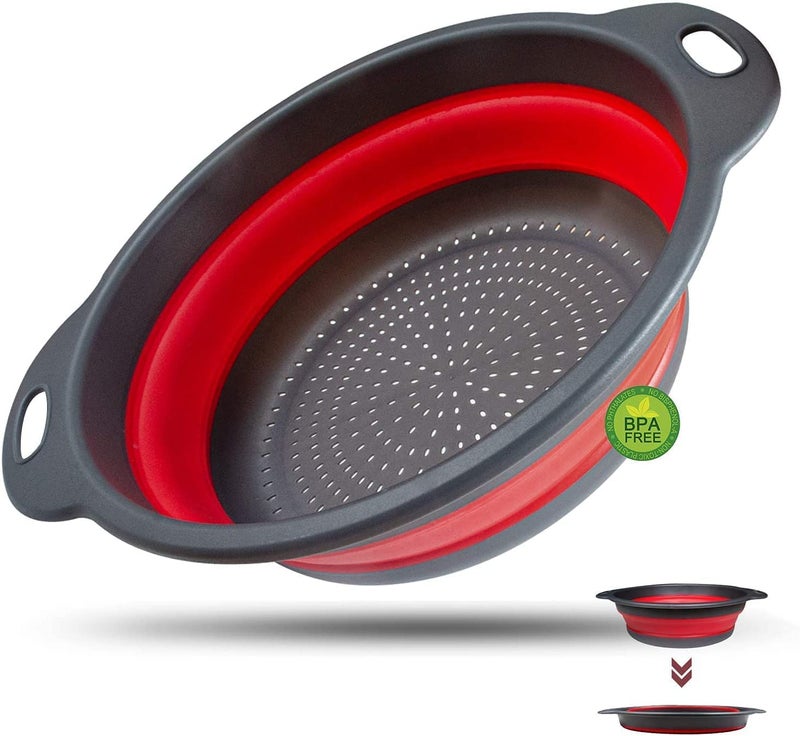 WALFOS Extra Large Collapsible Colander 34CM Big Size Silicone Folding Strainer SpaceSaving Kitchen Strainers BPA Free  Dishwasher Safe for Pasta Vegetables Fruits