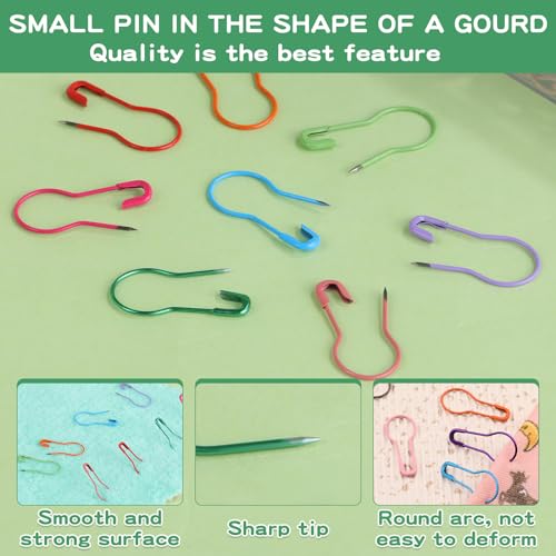 Mayboos 1200 Pcs 22 Colors Metal Safety Pins,Bulb Gourd Pins Pear Shaped Pins for Knitting Stitch Markers, Sewing Clothing DIY Craft Making with Storage Box - Image 5