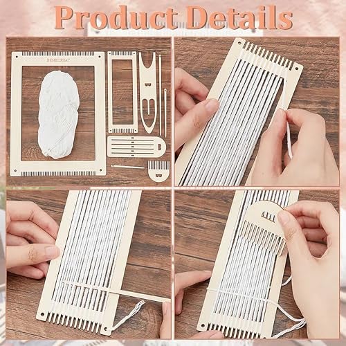 Cliths Wooden Weaving Loom Kit for Kids – DIY Loom Frame & Craft Machine Beginner Weaving Loom Craft Kit Loom Bands Making Set - Image 5