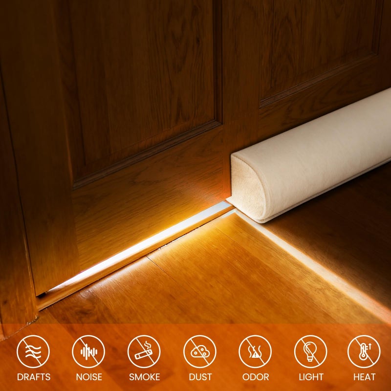 GDHOMM Door Draft Stopper for Bottom of Door, Adjustable Door Sweep Door Draft Blocker Door Gap Filler, Energy Saving, Keeps Sound Draft Light Out - Fits 30â€ to 36â€ Door - Image 2