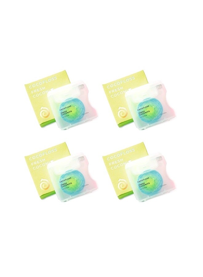 Cocofloss Woven Dental Floss, Dentist-Designed Oral Care, Coconut Scent, Waxed, Expanding, Kid-Friendly String Floss with Coconut Oil, 4 Spools (33 yd Each) - Image 1