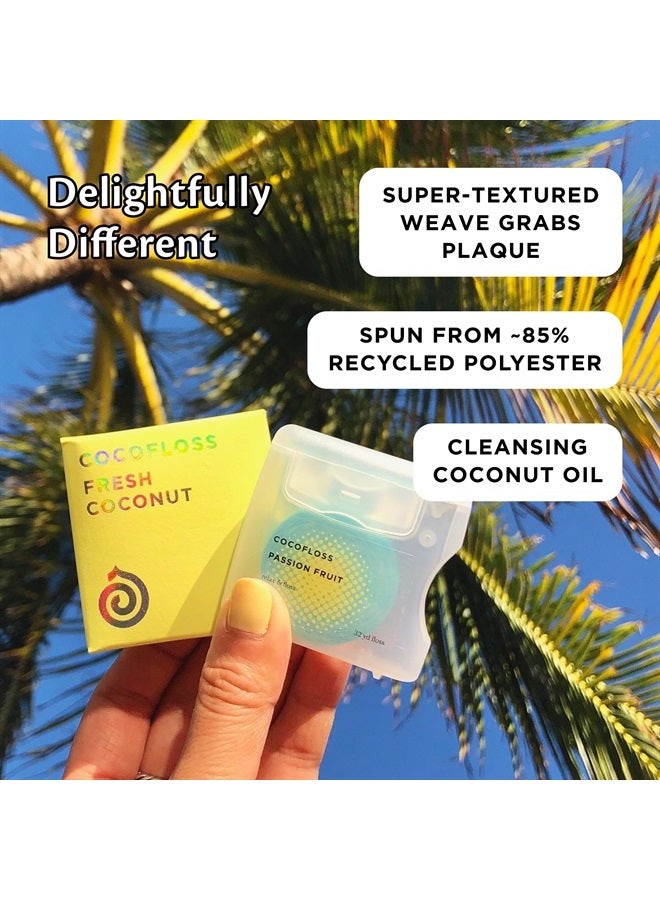 Cocofloss Woven Dental Floss, Dentist-Designed Oral Care, Coconut Scent, Waxed, Expanding, Kid-Friendly String Floss with Coconut Oil, 4 Spools (33 yd Each) - Image 2