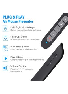 DinoFire Wireless Presenter Remote with Air Mouse RF 2.4GZ USB Rechargeable Presentation Clicker and Pointer Powerpoint PPT Slide Clicker for Laptop Computer MAC  - Image 2