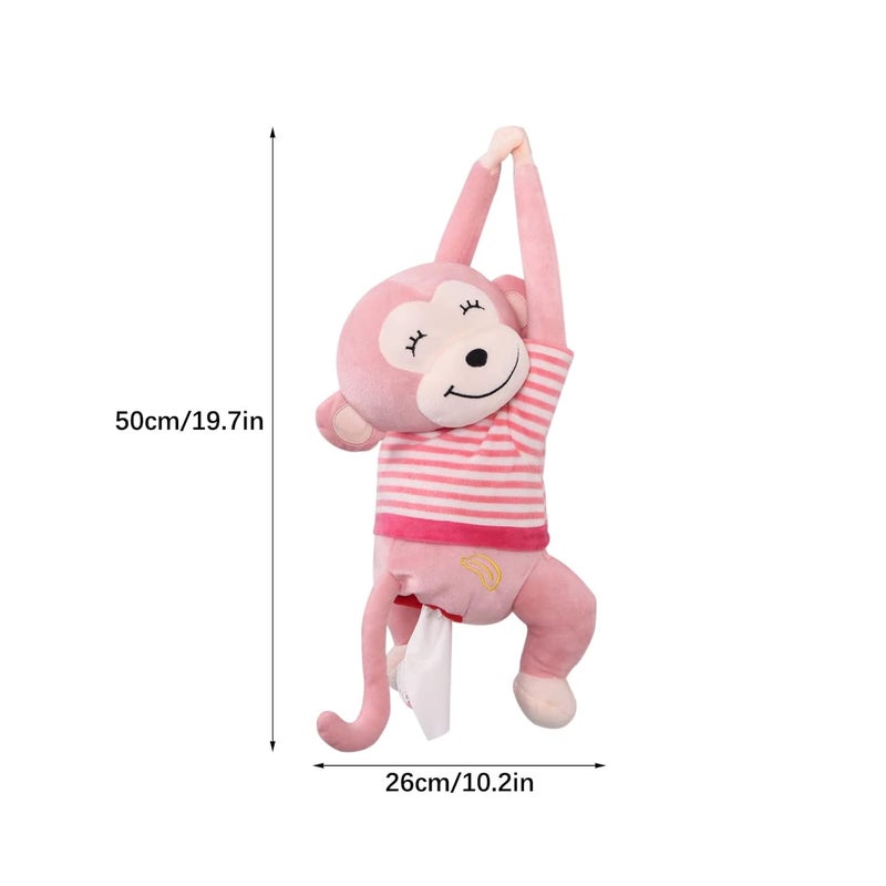 FQQWEE Cartoon Monkey Tissue Holder - Plush Car & Home Tissue Box Case - Napkin Box Dispenser - Image 4