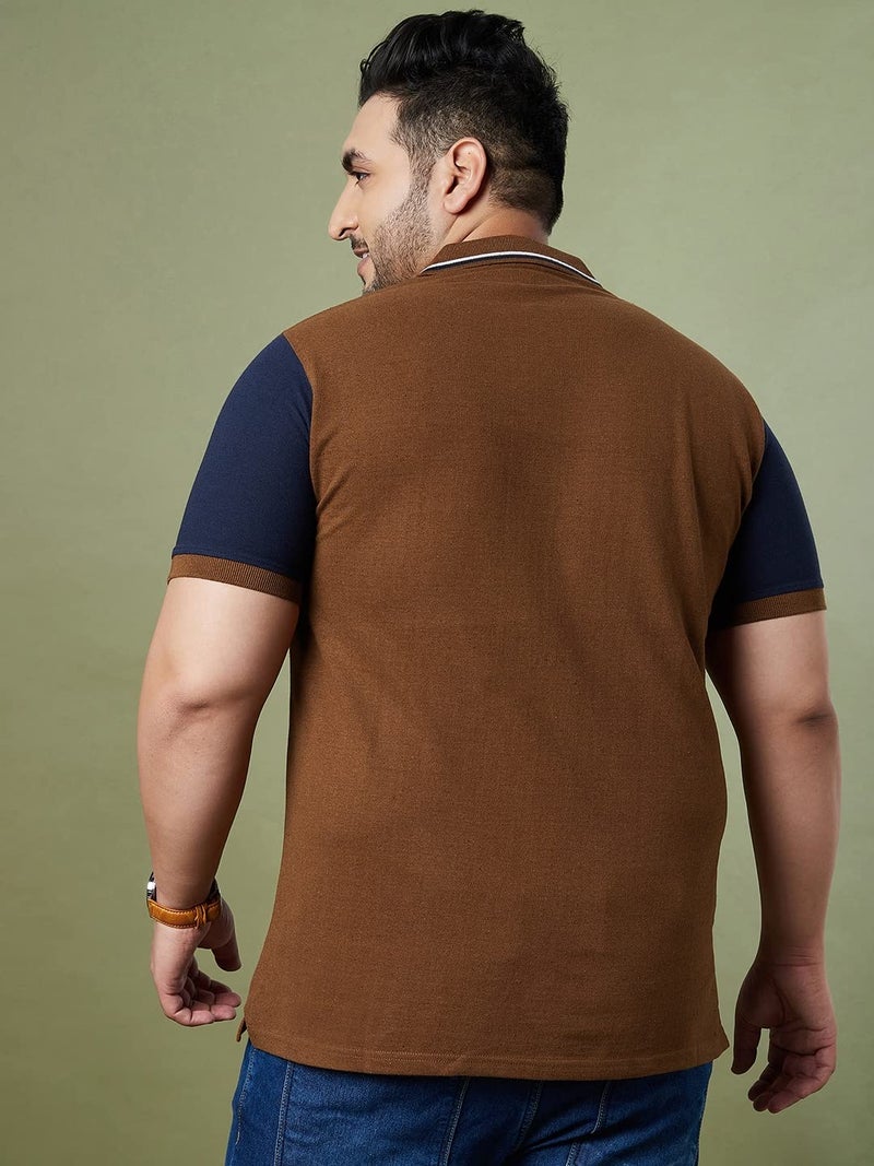 Bigbanana تي شيرت بولو ملون للرجال بحجم كبير (ثروتل، بني، 5XL) - Image 5