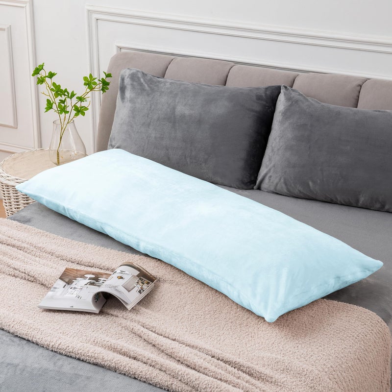 BEDELITE Body Pillow Cover with Zipper Closure, Super Soft and Cozy Fuzzy Fleece Pillowcase 20 x 54 Inches, Luxury Fluffy Plush Long Body Pillow Pillowcase for All Seasons(Blue) - Image 2