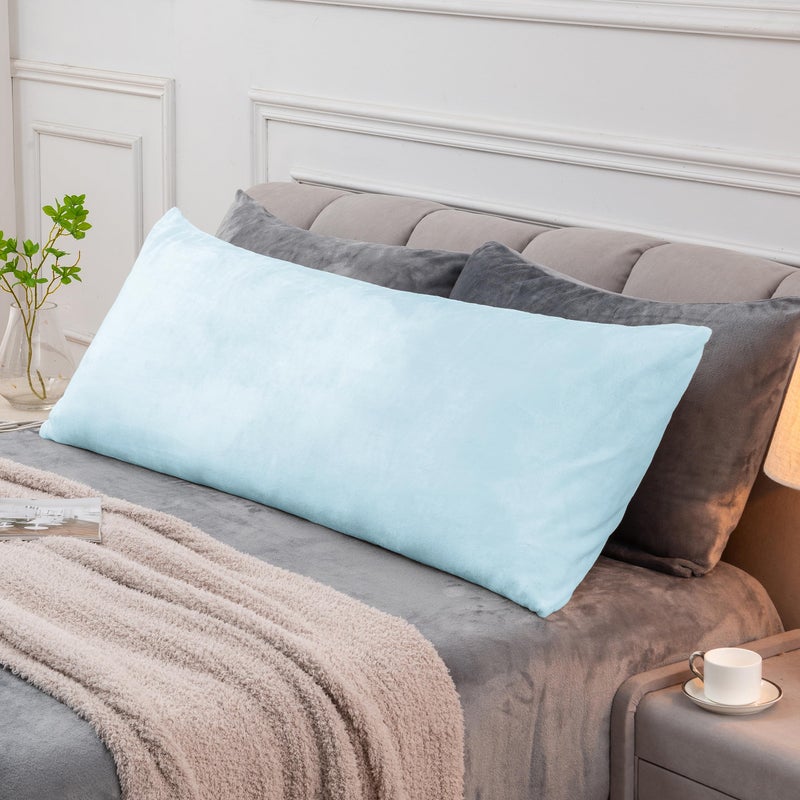 BEDELITE Body Pillow Cover with Zipper Closure, Super Soft and Cozy Fuzzy Fleece Pillowcase 20 x 54 Inches, Luxury Fluffy Plush Long Body Pillow Pillowcase for All Seasons(Blue) - Image 1