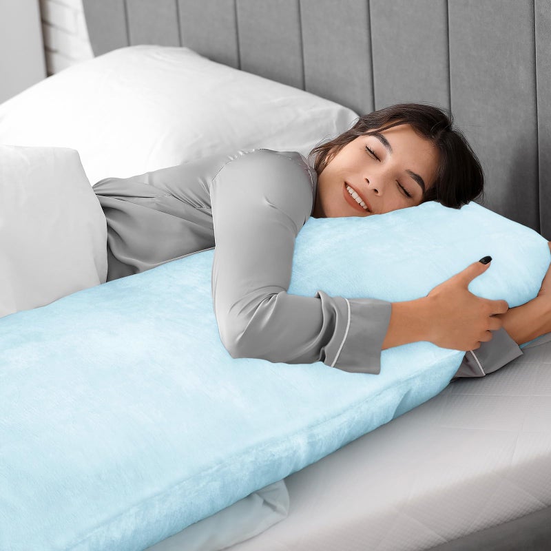 BEDELITE Body Pillow Cover with Zipper Closure, Super Soft and Cozy Fuzzy Fleece Pillowcase 20 x 54 Inches, Luxury Fluffy Plush Long Body Pillow Pillowcase for All Seasons(Blue) - Image 5