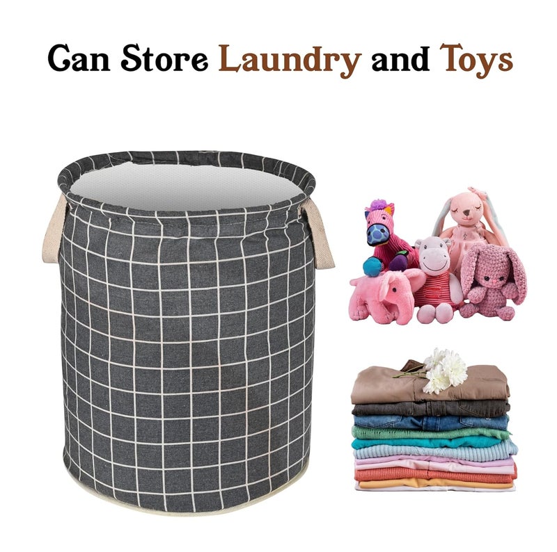 Kuber Industries Kuber Industries Pack of 3 Foldable Dirty Clothes 45L Laundry Basket With Handles Baby Unwashed Dress BinStorage Box Checkered Dark Grey - Image 5