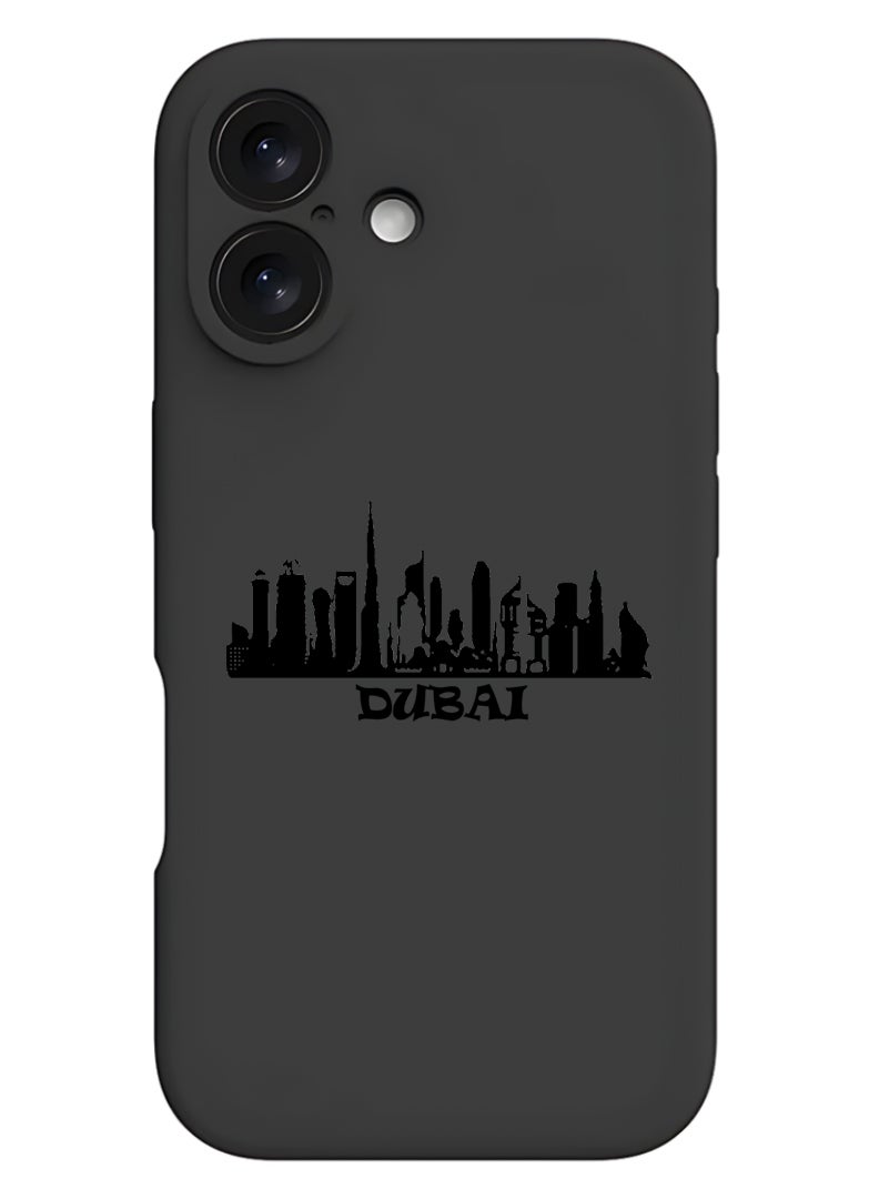 Theodor Protective Slim Fit Case Liquid Silicone Cover with Full Body Protection Anti-Scratch Shockproof Case For Apple iPhone 17 (Black) Dubai Skyline - Image 1
