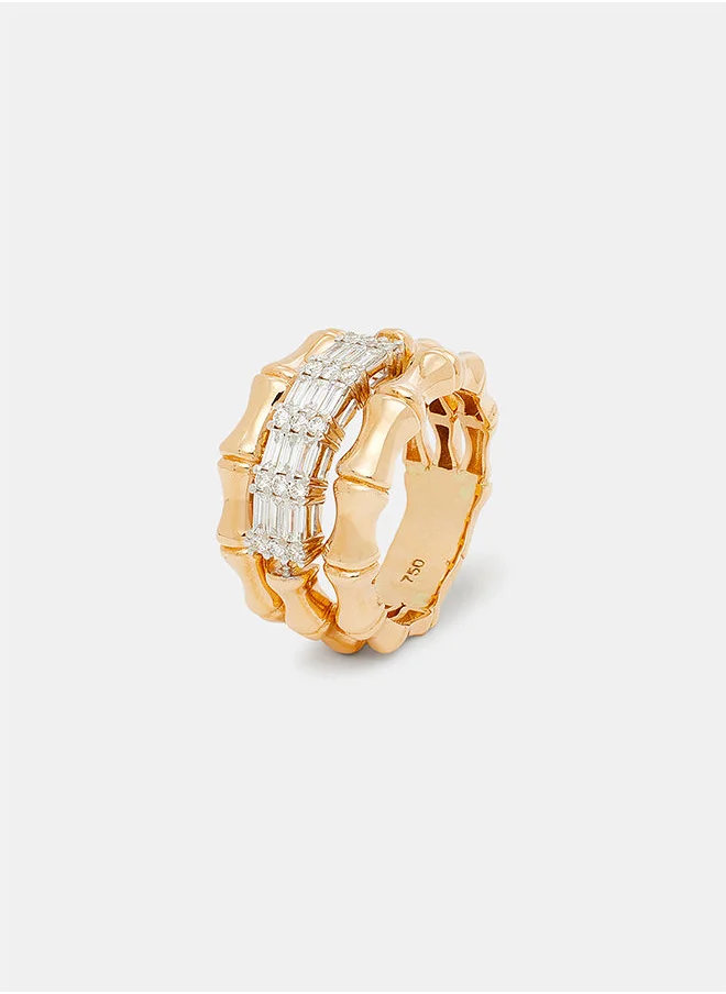 أناكا 18Kt Rose Gold Ring Studded with Natural Diamonds