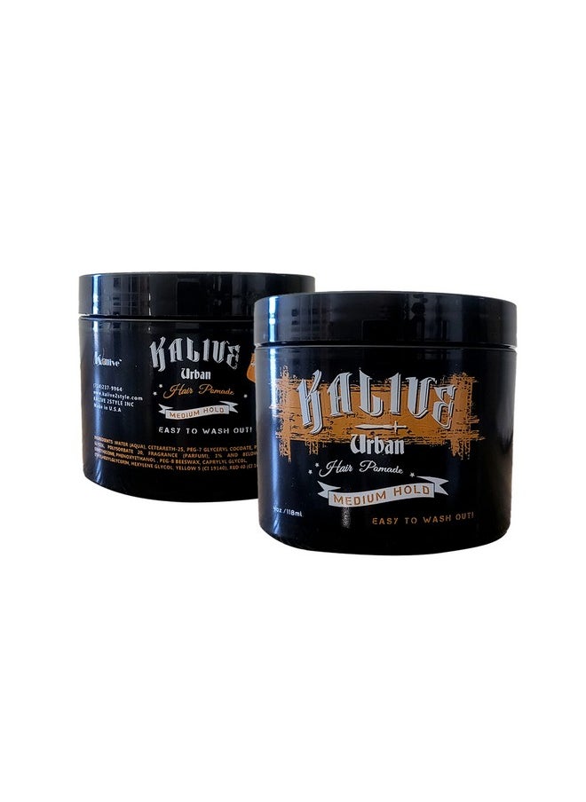 KALIVE 2 STYLE - Kalive Urban Pomade For Men 4 Oz. Medium/Firm Hold Hair Pomade Waterbased And Easy To Wash Out Mens Hair Product For Easy Styling. - Image 1
