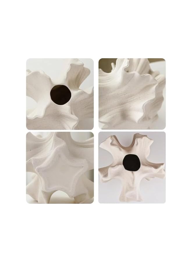 The Bros مزهرية زهور سيراميك بيضاء، تصميم حديث نوردية بسيط، تشطيب غير لامع، شكل دائري، مثالية كقطعة مركزية، زفاف، طاولة عشاء، حفلة - Image 5