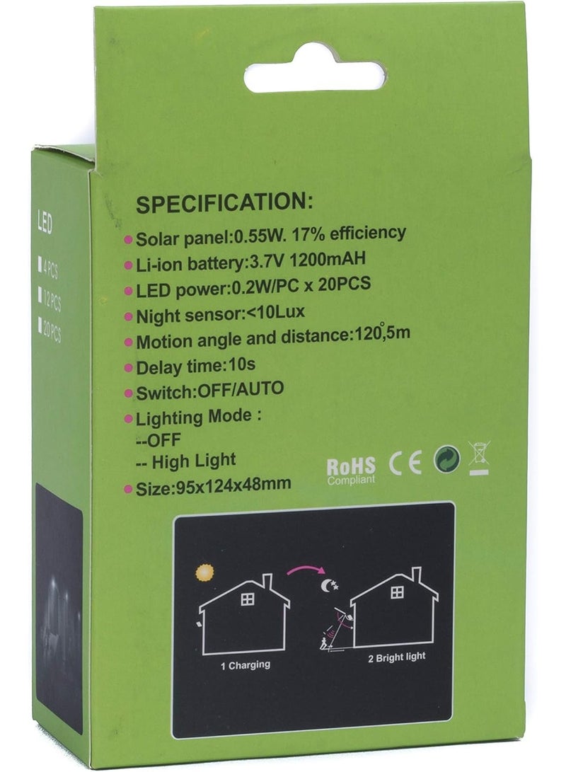 مصباح حائط LED يعمل بالطاقة الشمسية مع مستشعر حركة PIR ومستشعر ليل CDS - Image 2