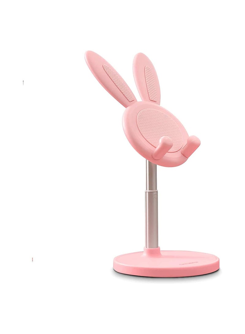 Captaintech Cell Phone Stand, Cute Bunny Phone Stand, Angle Height Adjustable Cell Phone Stand for Desk, Cute Rabbit Phone Holder Stand for Desk, Compatible with All Mobile Phones (4-10in) (Pink) - Image 1