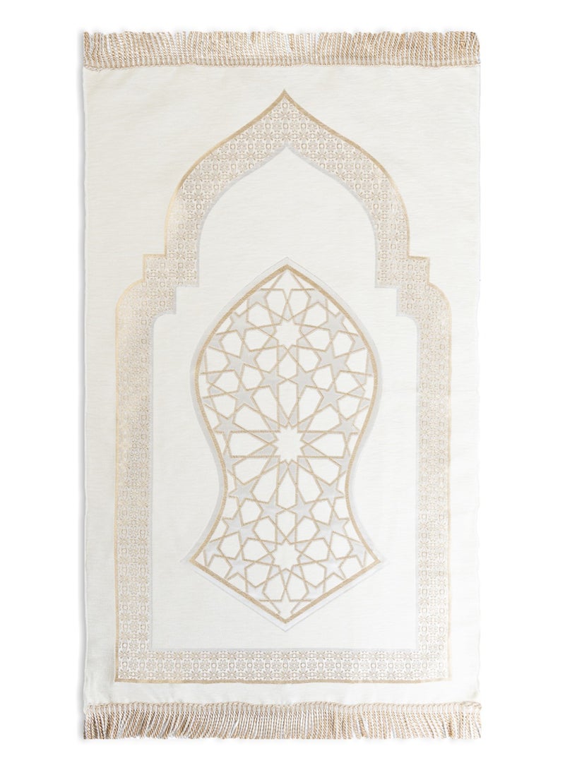 الحرائر  سجادة صلاة من نسيج الشانيل مبطنة عالية الجودة بتصاميم وزخارف هندسية إسلامية عصرية مقاس 120X70 سم - Image 1