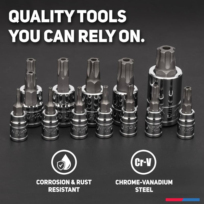 Neiko 10085A 12-Piece Tamperproof Torx Plus Bit Socket Set with High Impact ABS Case - Image 5